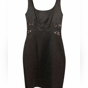 David Meister Womens Black Midi Dress with Lace Details Sz 4